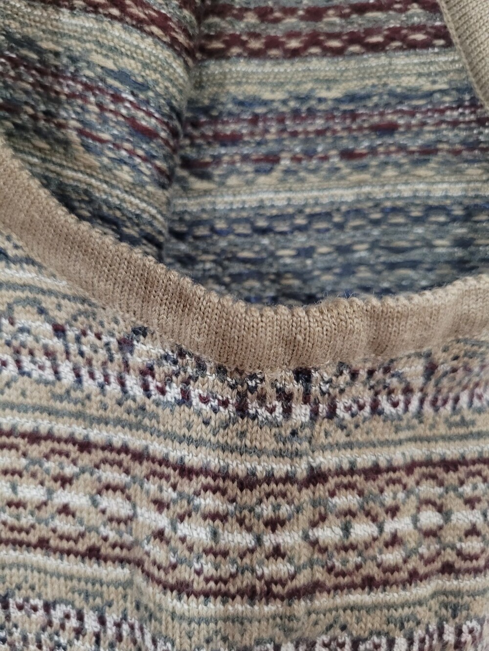 Liz Claiborne Vintage Beige Patterned Button Front Sweater Vest Fair Isle Large - Picture 4 of 6